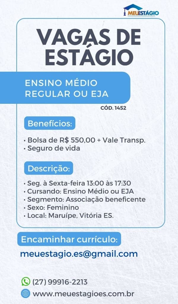 Estágio Ensino Médio ou EJA