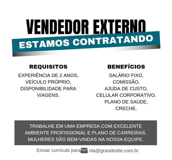 VAGA PARA VENDEDOR(A) EXTERNO