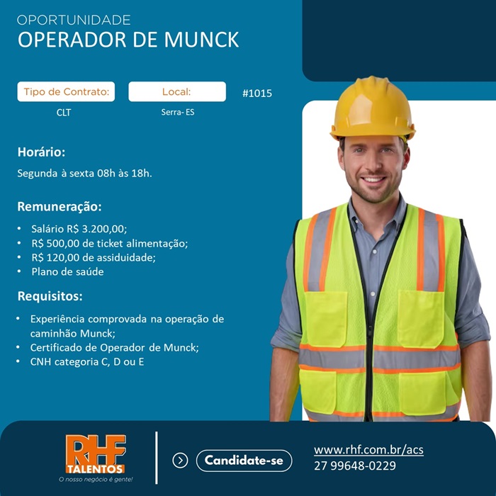 OPERADOR DE CAMINHÃO MUNCK 