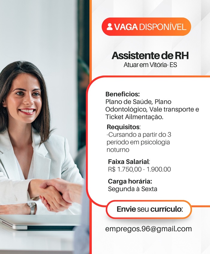 Vaga para Assistente de RH