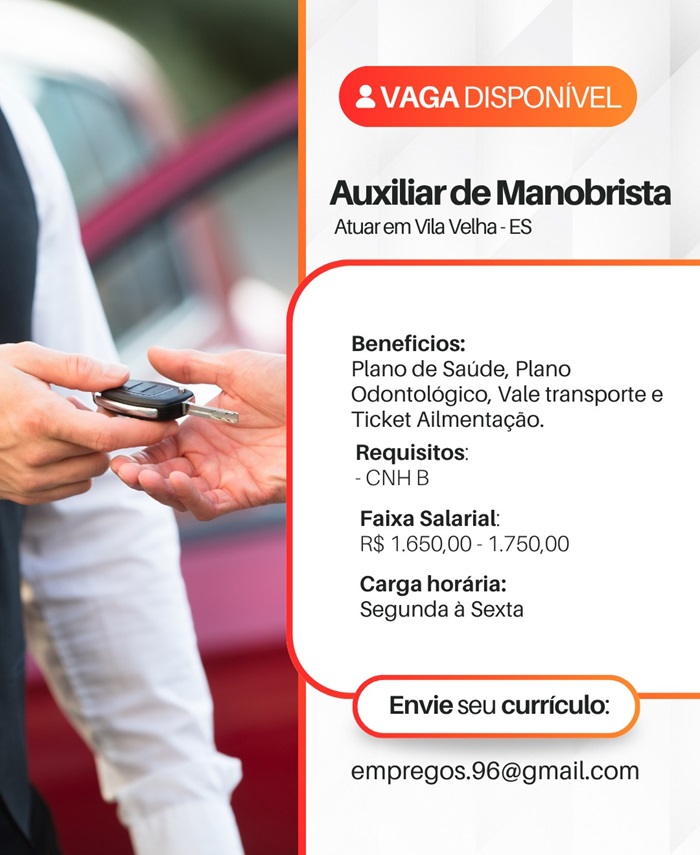Vaga para Auxiliar de Manobrista