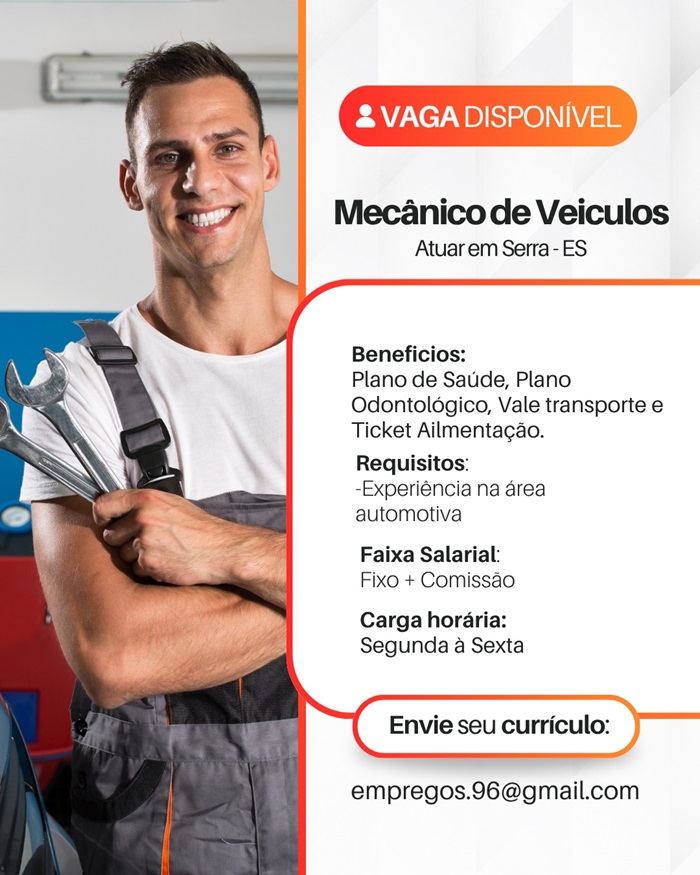 Vaga para Mecânico de Veículos