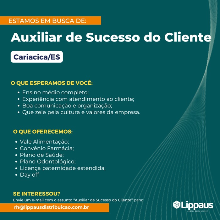 Lippaus contrata Assistente de Sucesso do Cliente