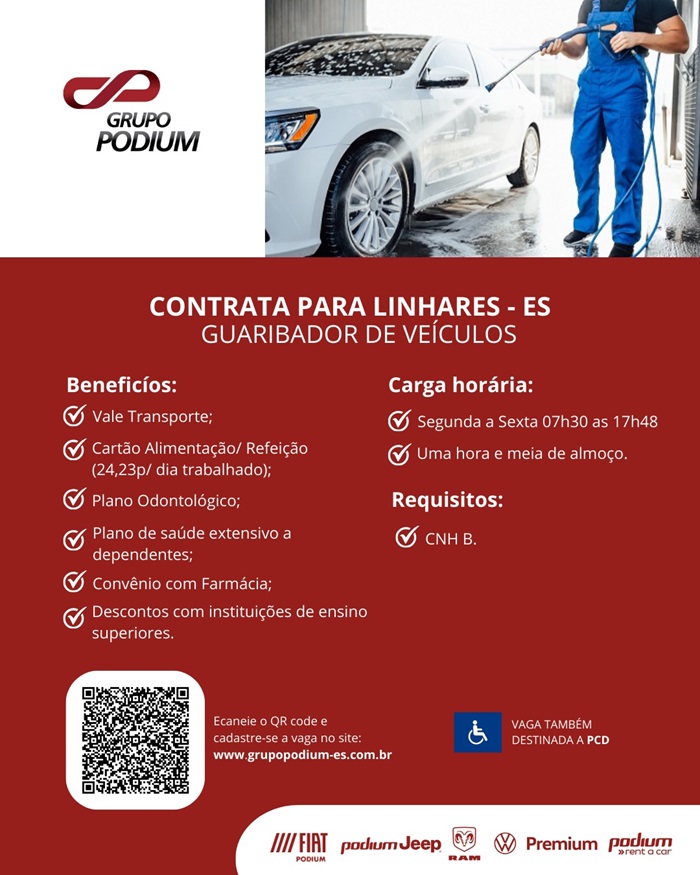 GRUPO PODIUM CONTRATA GUARIBADOR DE VEÍCULOS