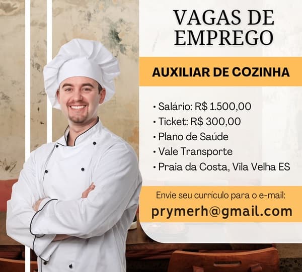 04 VAGAS - AUXILIAR DE COZINHA