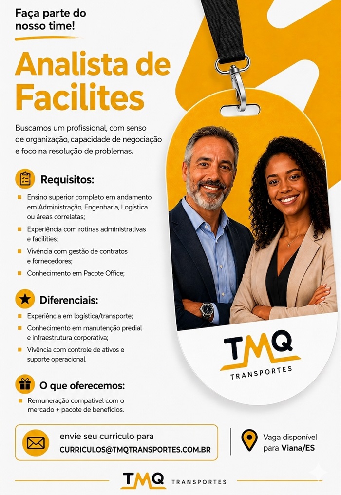 TMQ Transportes contrata Analista de Facilites