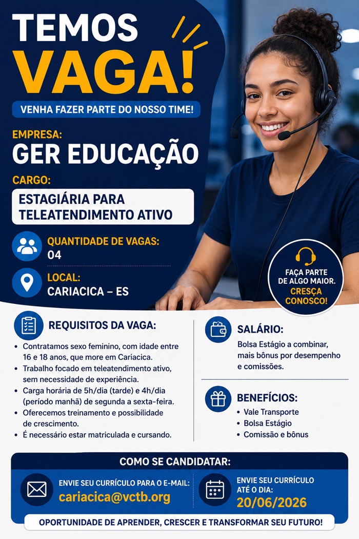 Estagiária para teleatendimento ativo
