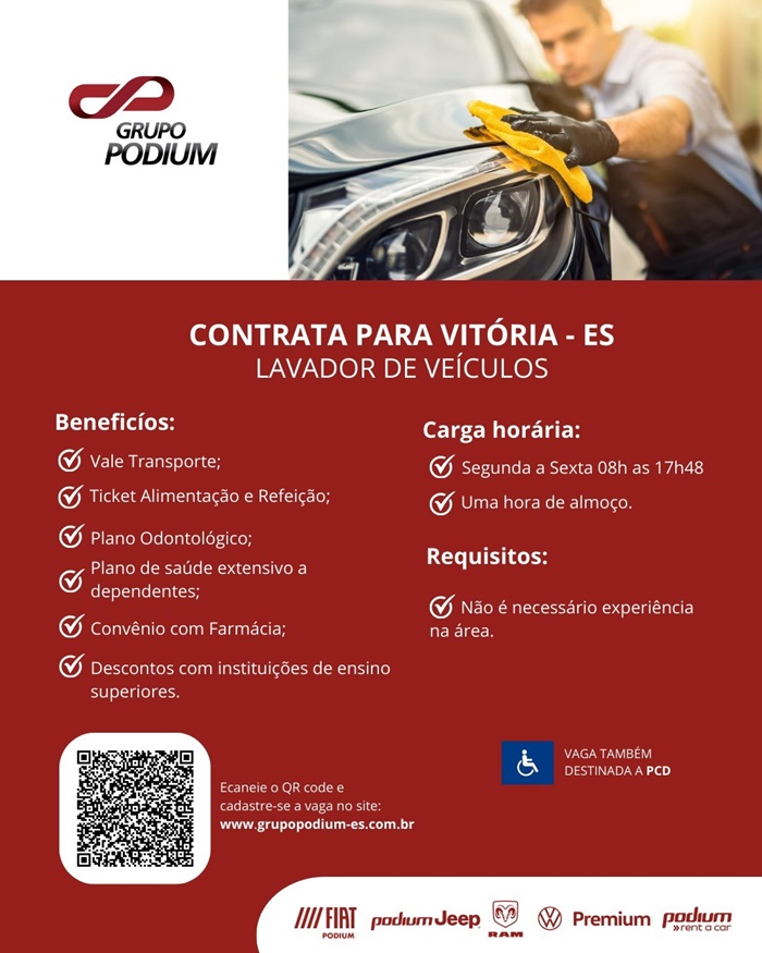 GRUPO PODIUM CONTRATA LAVADOR DE VEÍCULOS (VITÓRIA)
