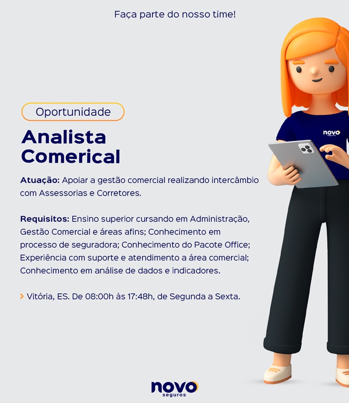 Novo Seguros contrata Analista Comercial