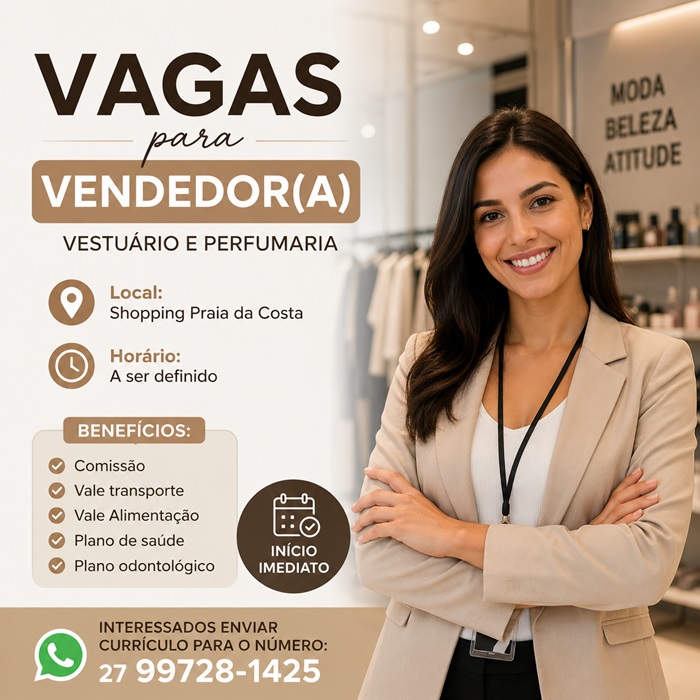  VAGAS PARA VENDEDOR(A)