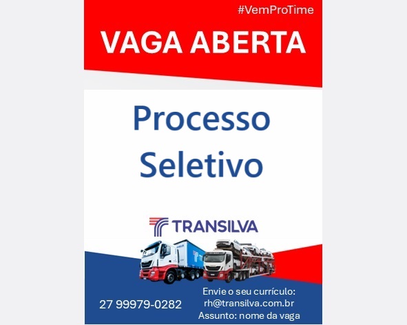 TRANSILVA ABRE NOVAS VAGAS DE EMPREGO