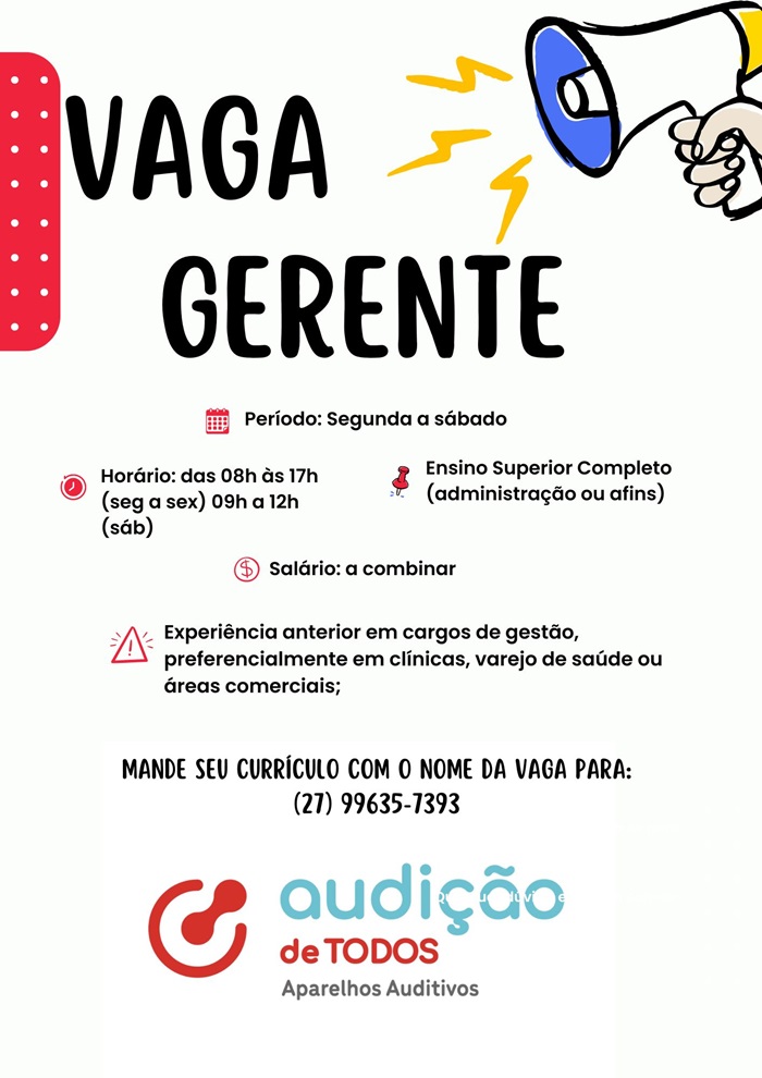VAGA PARA GERENTE 