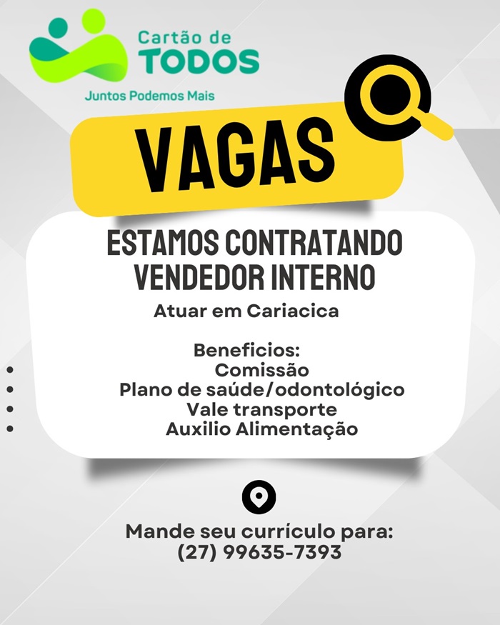 ESTAMOS CONTRATANDO VENDEDOR INTERNO