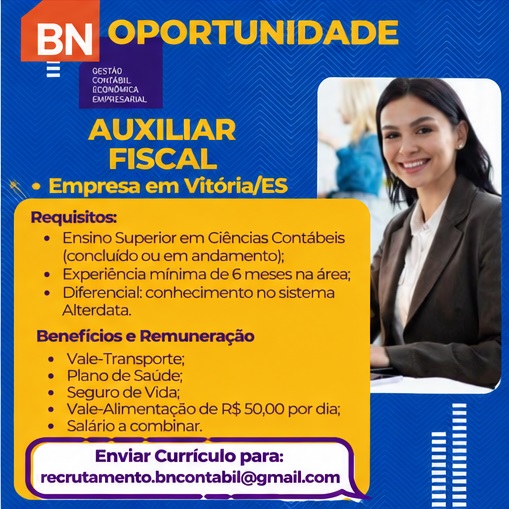 VAGA DE AUXILIAR FISCAL