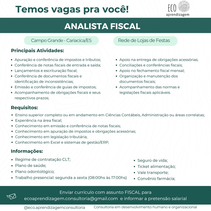 VAGA PARA ANALISTA FISCAL