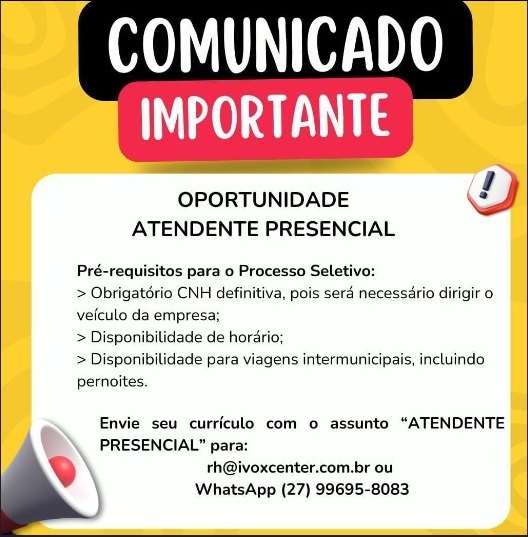 Atendente Presencial Itinerante