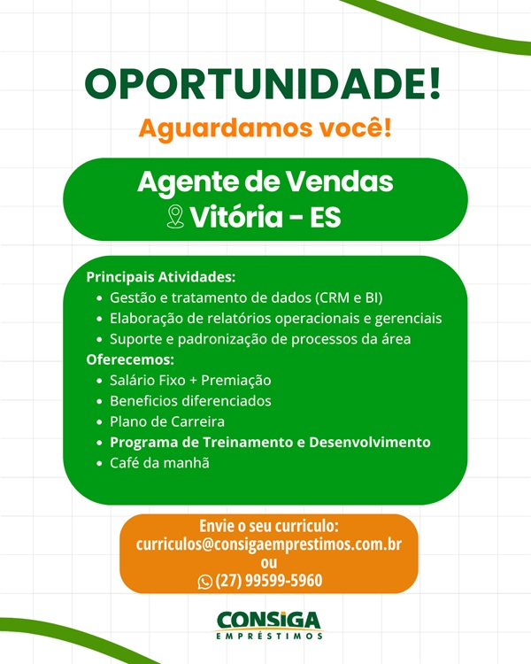 CONSIGA CONTRATA AGENTE DE VENDAS