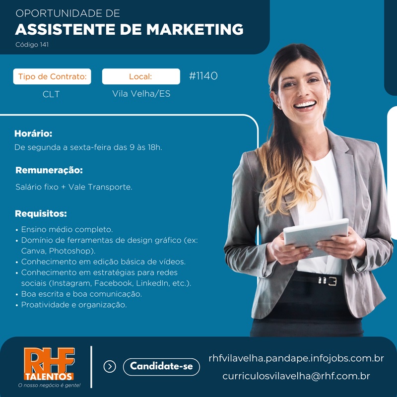 Vaga para Assistente de Marketing