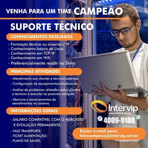 VAGA DE SUPORTE TÉCNICO