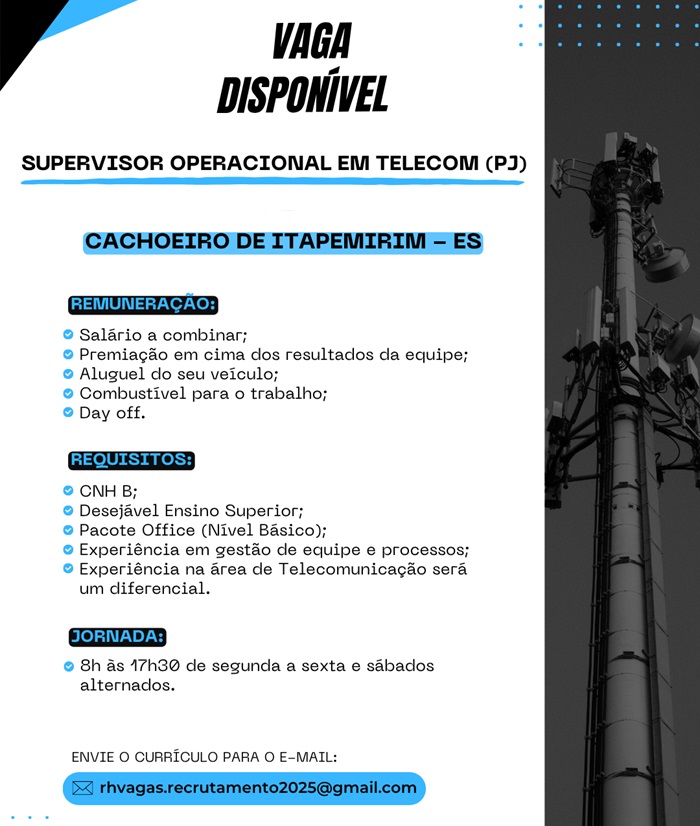 SUPERVISOR OPERACIONAL EM TELECOM