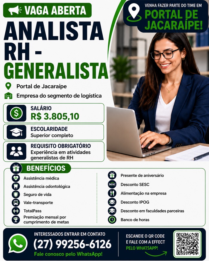 Vaga para Analista de RH – Generalista