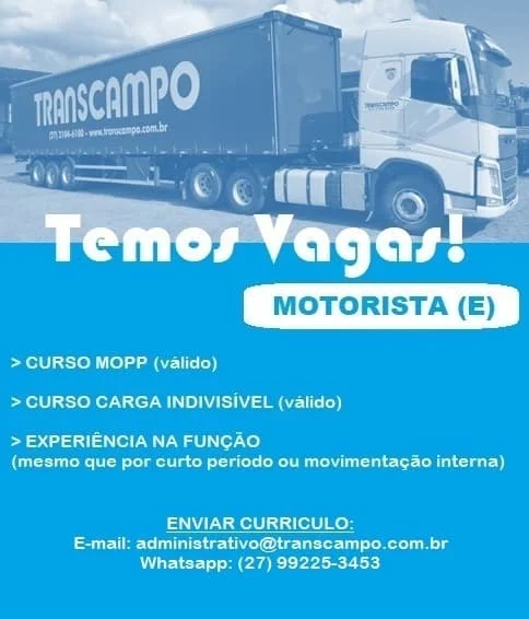 TRANSCAMPO CONTRATA MOTORISTA "E"