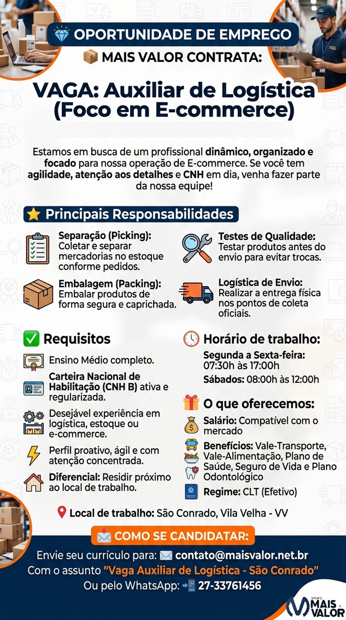 Vaga para Auxiliar de Logística (Foco em E-commerce)
