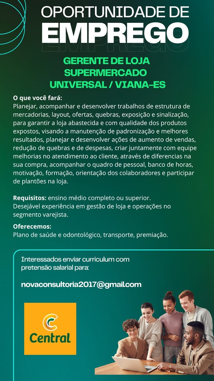 VAGA DE GERENTE DE LOJA