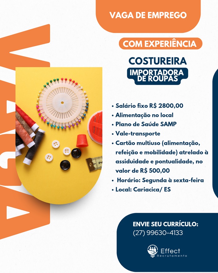 VAGA DE COSTUREIRA
