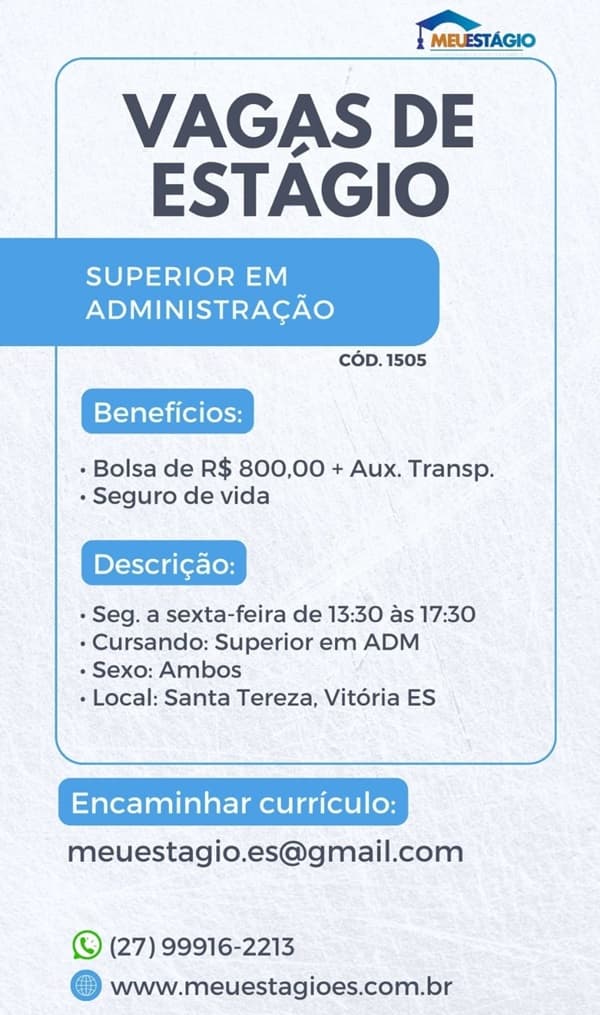 Estágio Superior ou Técnico em Administração