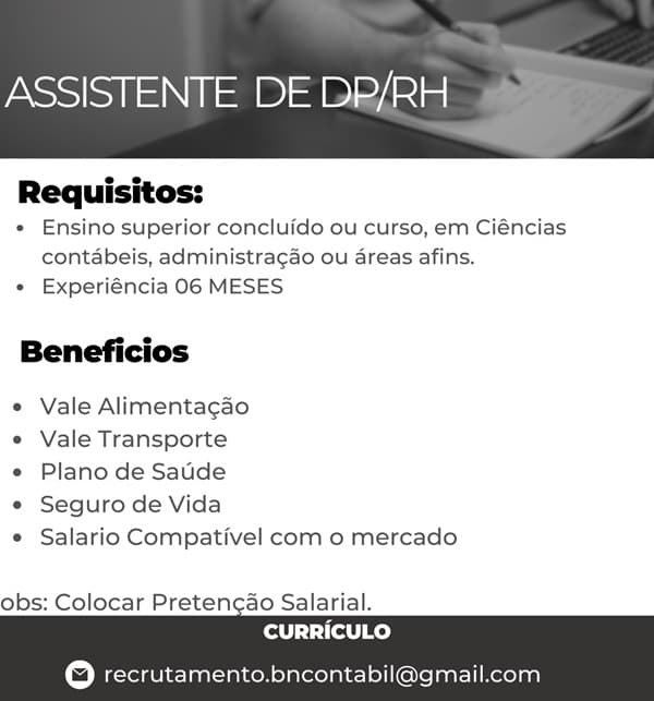 ASSISTENTE DE DP/RH