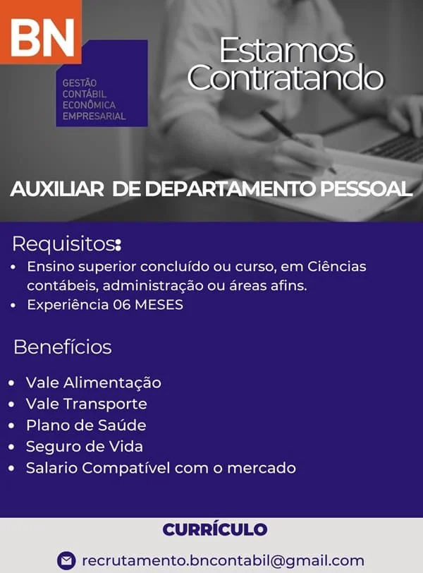 AUXILIAR DE DEPARTAMENTO PESSOAL