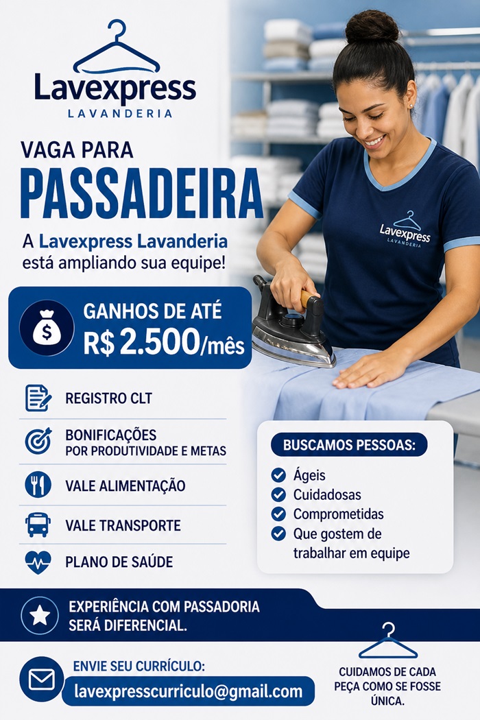 Lavexpress Lavanderia contrata Passadeira