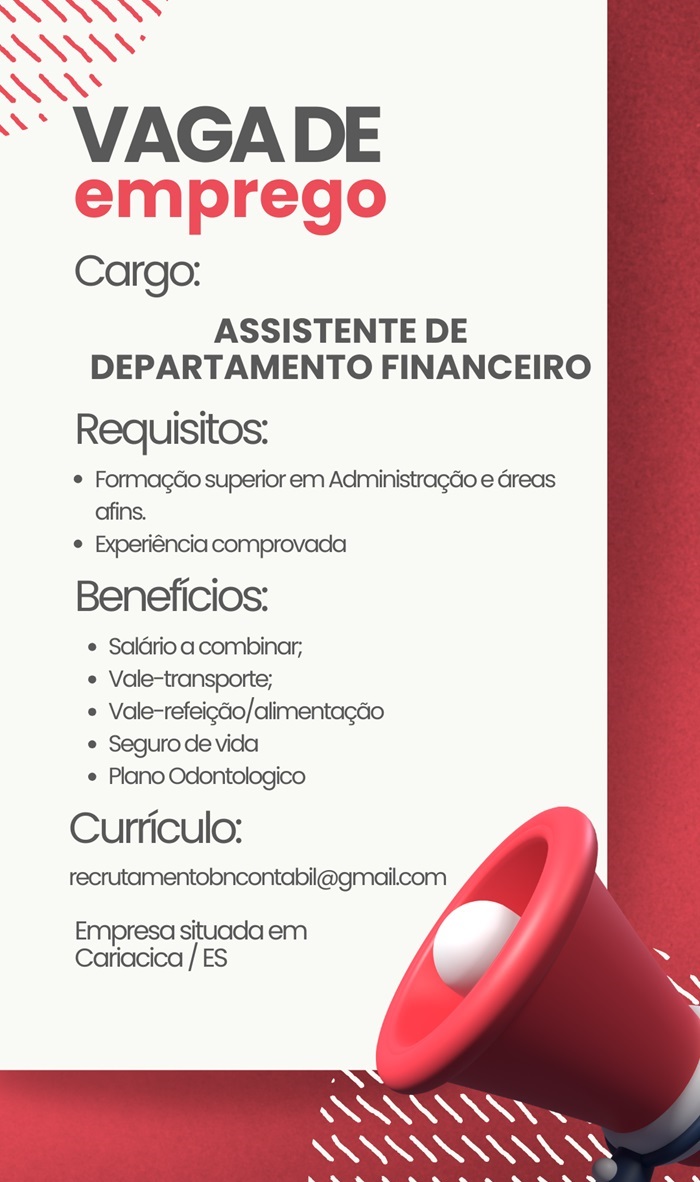 ASSISTENTE DE DEPARTAMENTO FINANCEIRO