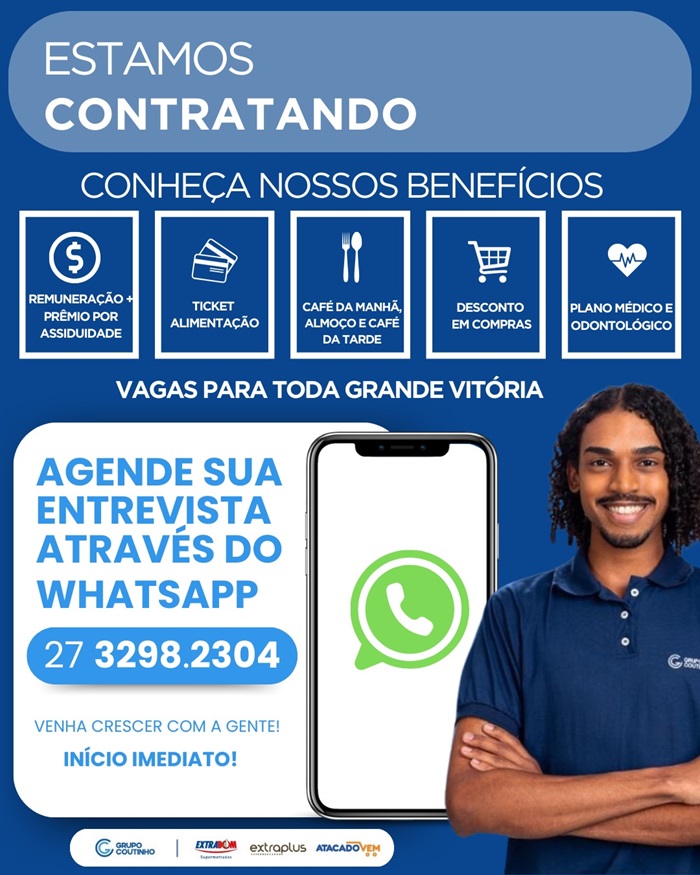 GRUPO COUTINHO ABRE DIVERSAS VAGAS DE EMPREGO