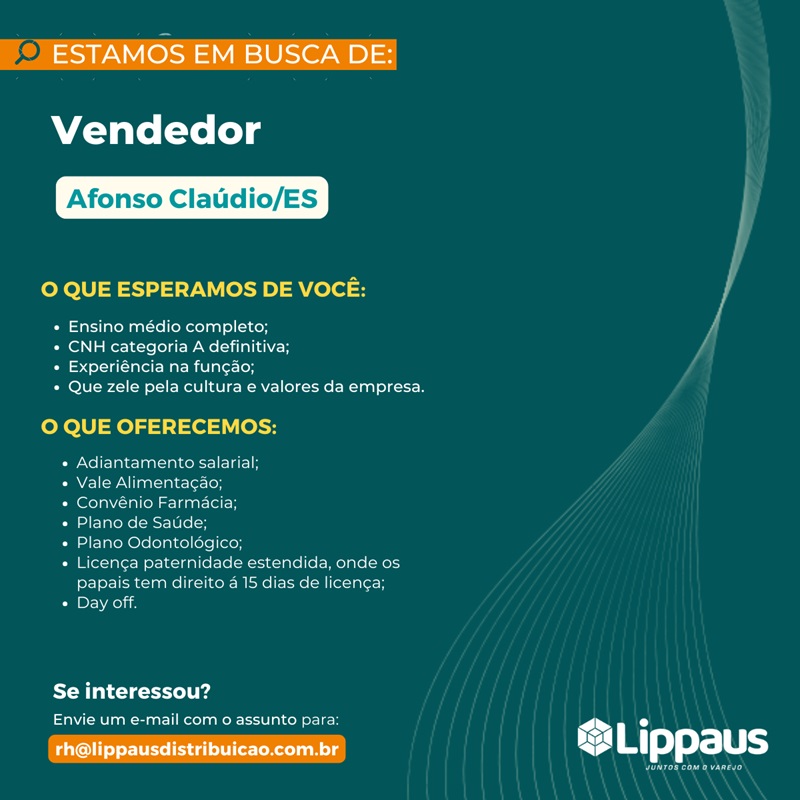 LIPPAUS CONTRATA VENDEDOR (Afonso Cláudio)