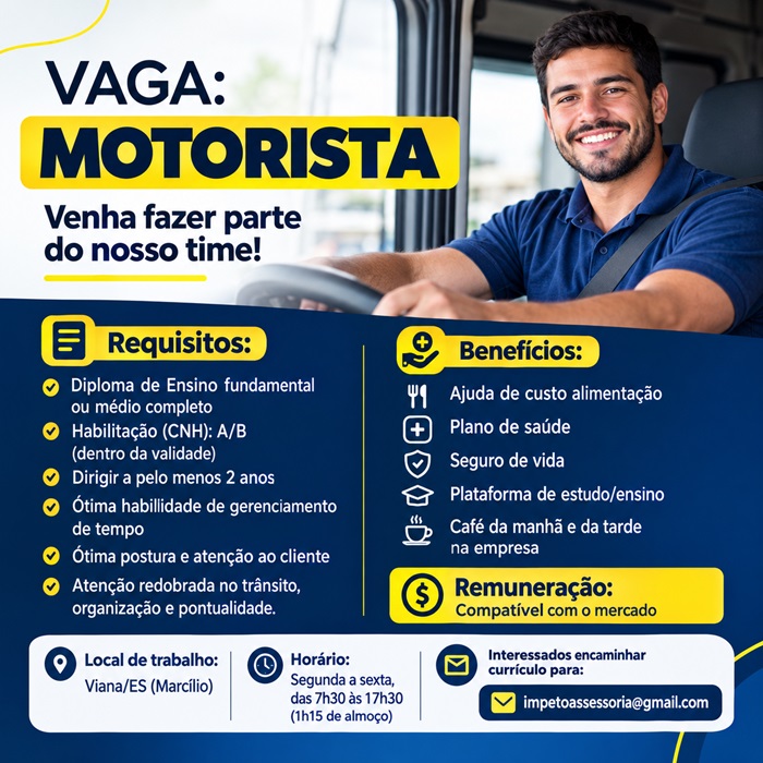 VAGA PARA MOTORISTA