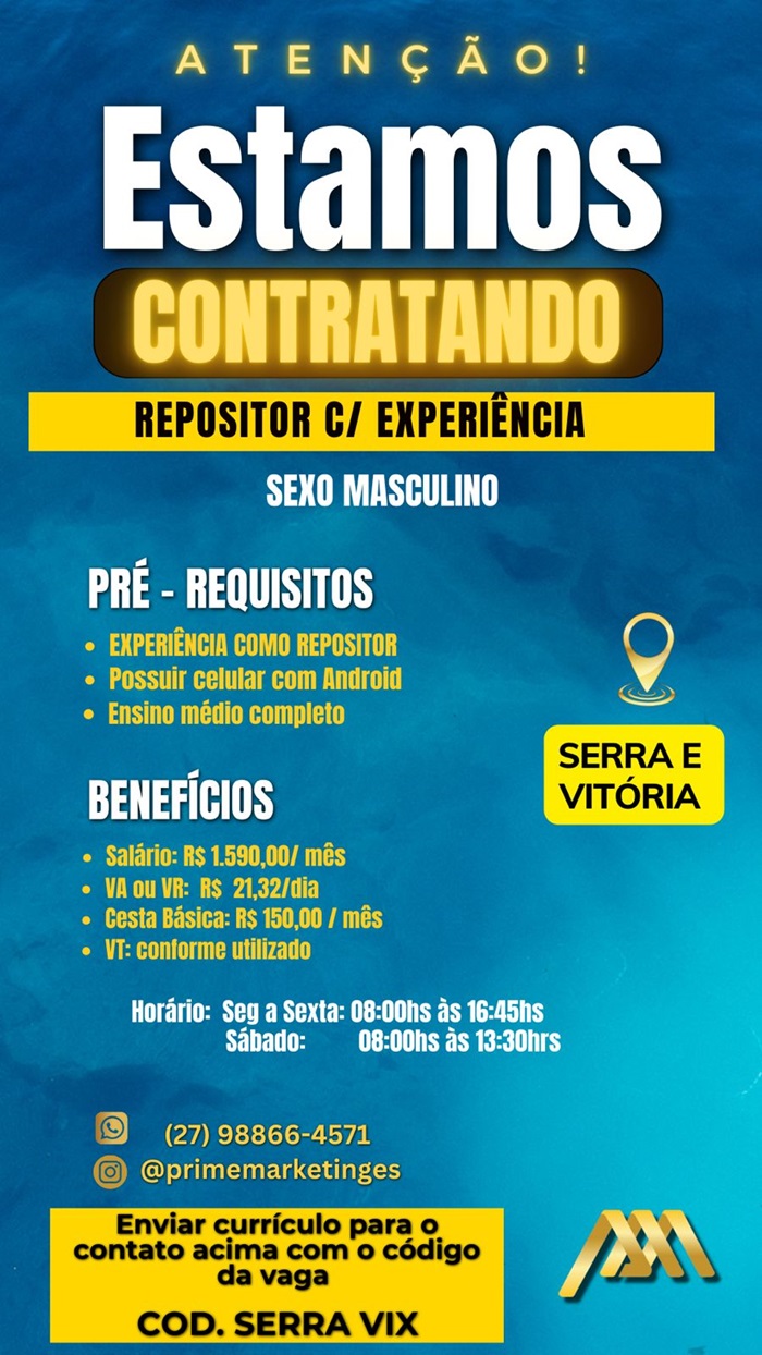 VAGA DE REPOSITOR - SERRA E VITÓRIA