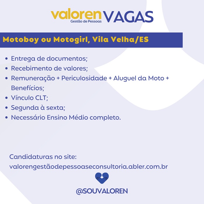 VAGA DE MOTOBOY/MOTOGIRL