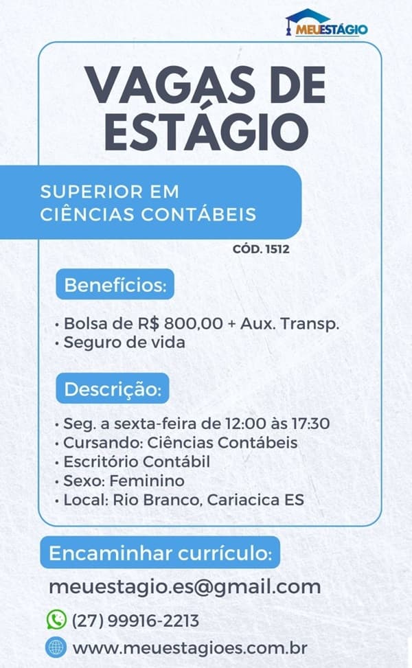 Estágio em Ciências Contábeis