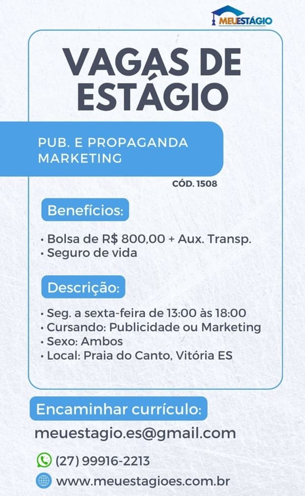 Estágio em Publicidade e Propaganda e Marketing