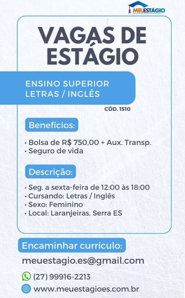 Estagiário em Letras Inglês