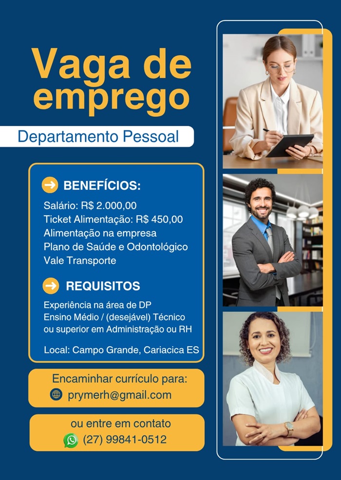 01 VAGA - DEPARTAMENTO PESSOAL