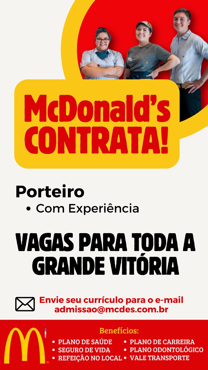 McDonald's contrata Porteiro