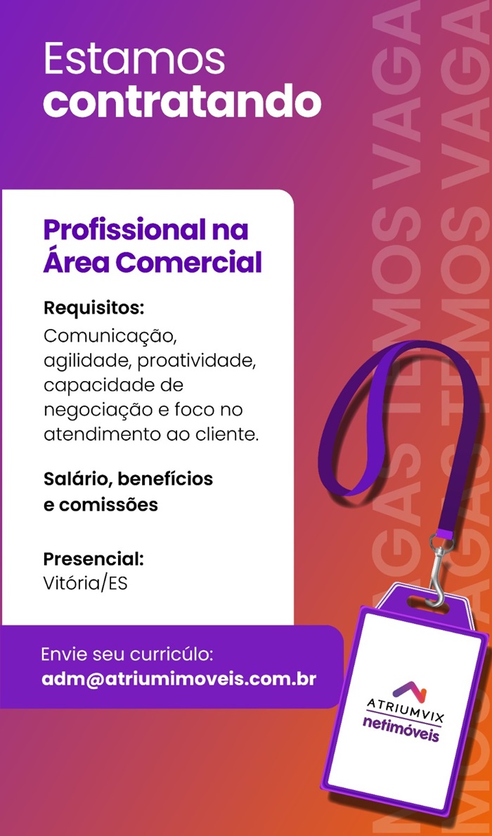 Vagas para Profissional Comercial e Administrativo
