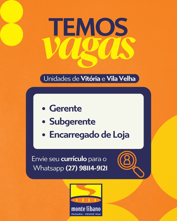 Padaria Monte Libano abre diversas vagas de emprego