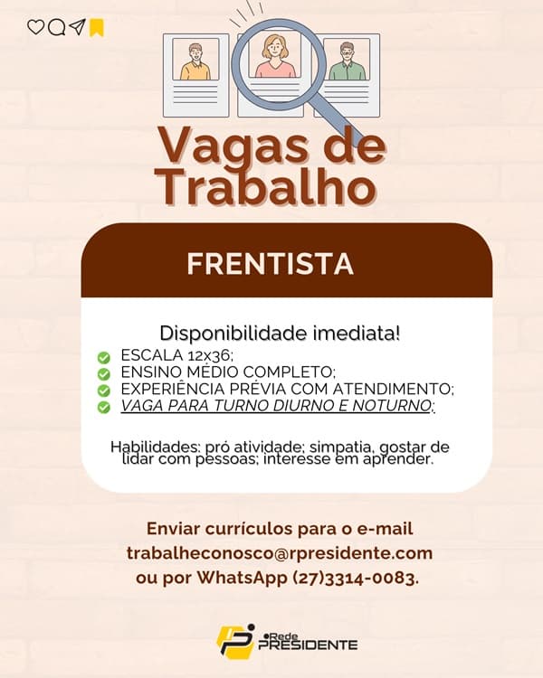 VAGA DE FRENTISTA