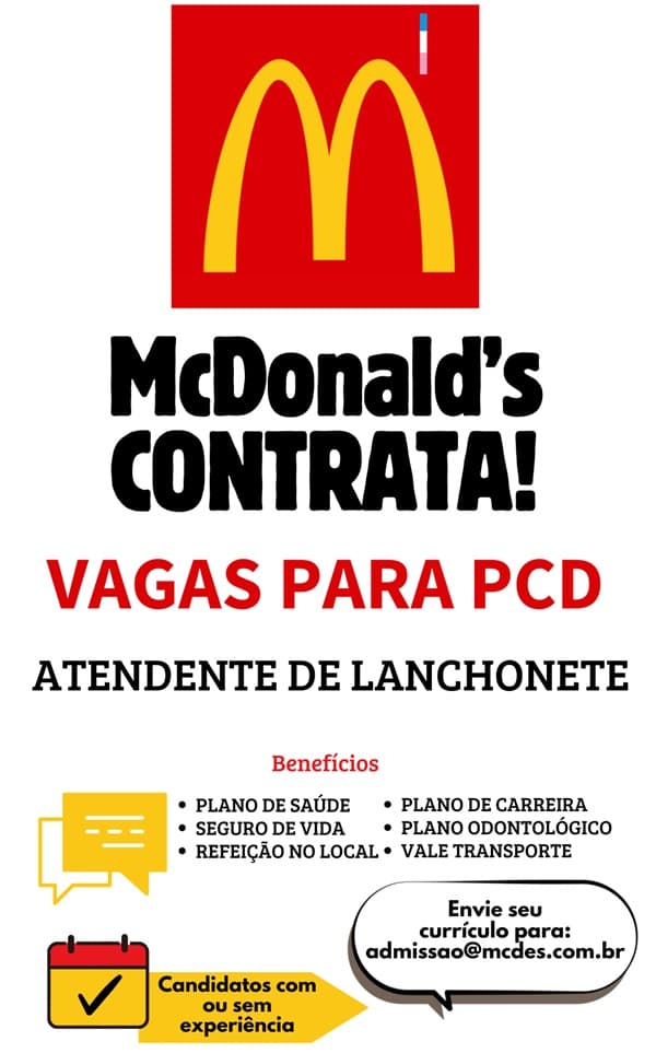 ATENDENTE DE LANCHONETE PCD