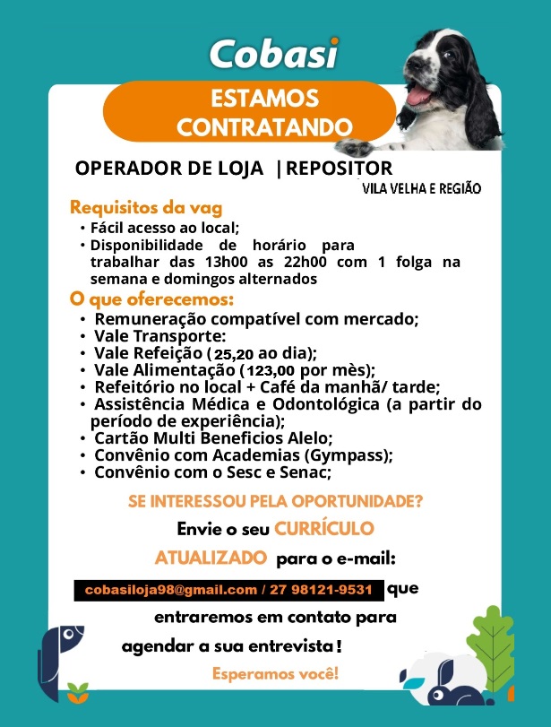 Cobasi contrata Operador de Loja – Repositor