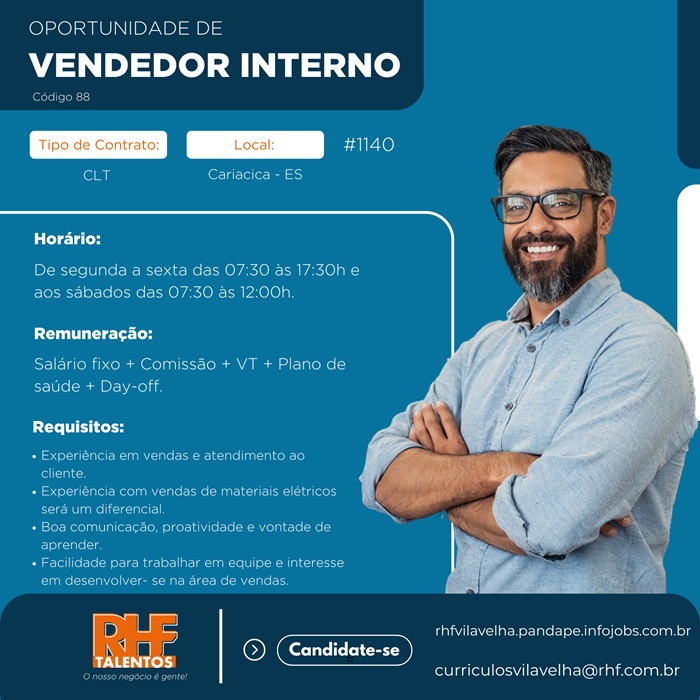 Vaga de Vendedor Interno